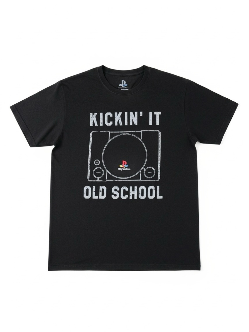 Think Geek Kickin’ It Old School PS1 Graphic Tee in Black - sz L
